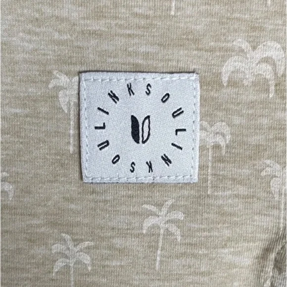 Linksoul Lux-Lite Polo Mens S Tan Palm Tree Performance Golf Shirt LS1381P NWT - Picture 3 of 9